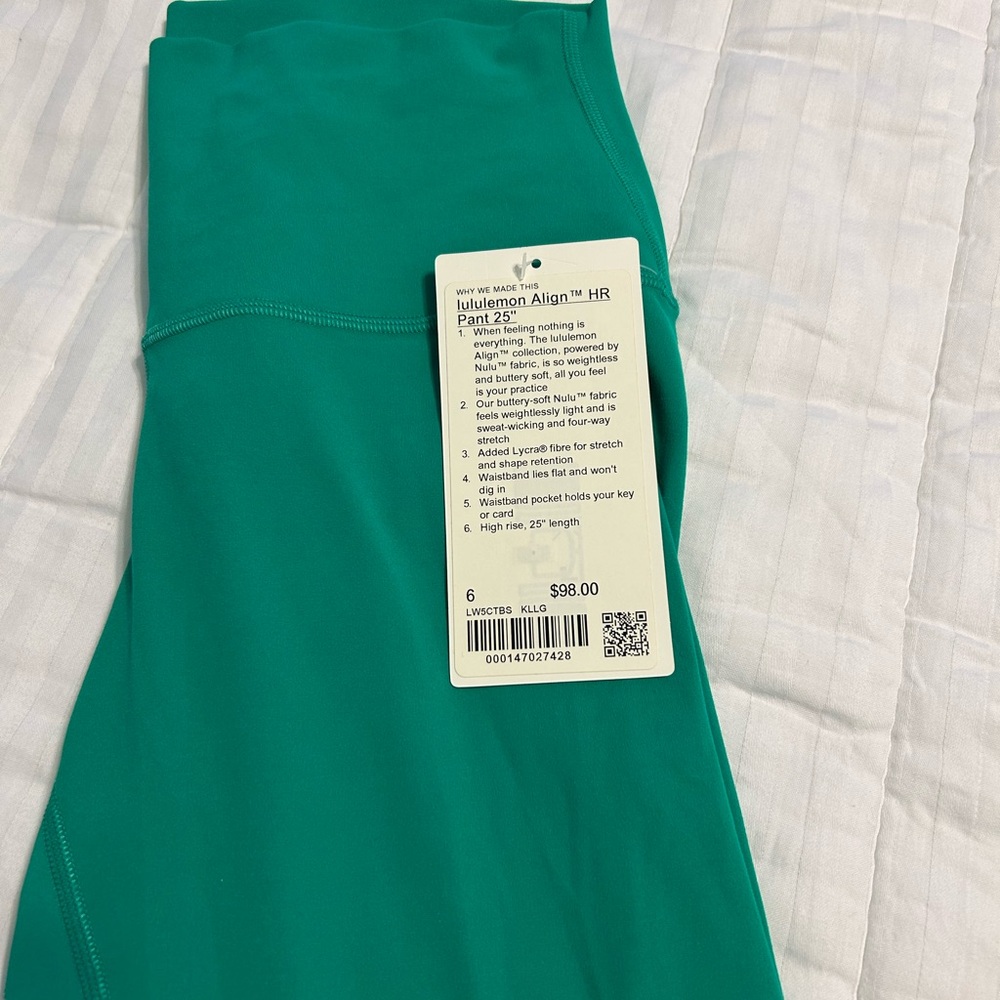 lululemon Kelly Green Align High-Rise Leggings 25” (NWT) - Picture 5 of 9